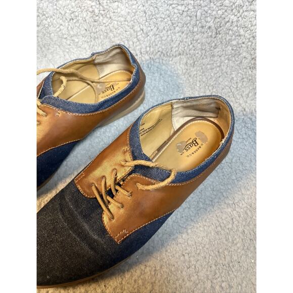 GH Bass Womens Dixie Saddle Shoes Oxfords Flats Denim Brown Trim Laces Up Sz 10M - Picture 7 of 14